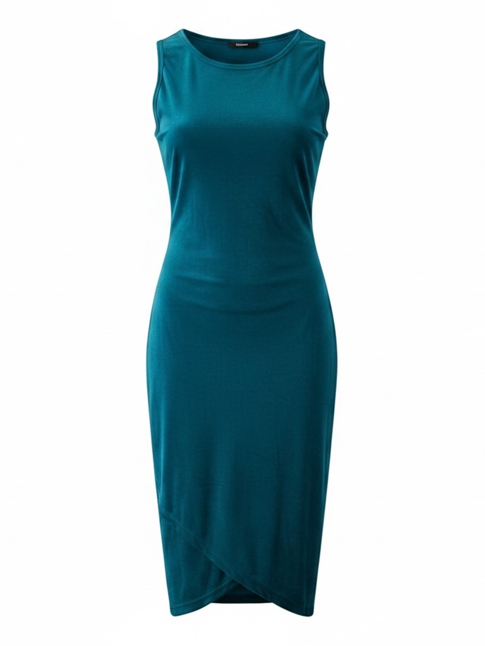 BTFBM Sleeveless Teal Midi Dress with Tulip Hem